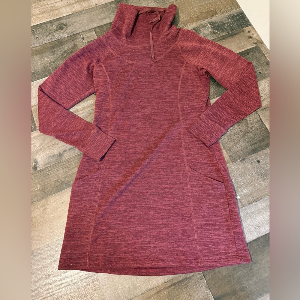 KÜHL Burgundy‎ Cowl Neck Pullover Sweater Dress Tunic Size Large